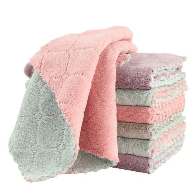 1/5/10pcs Microfiber Towel Absorbent Kitchen Cleaning Cloth Non-stick Oil Dish Towel Rags Napkins Tableware Household Cleaning