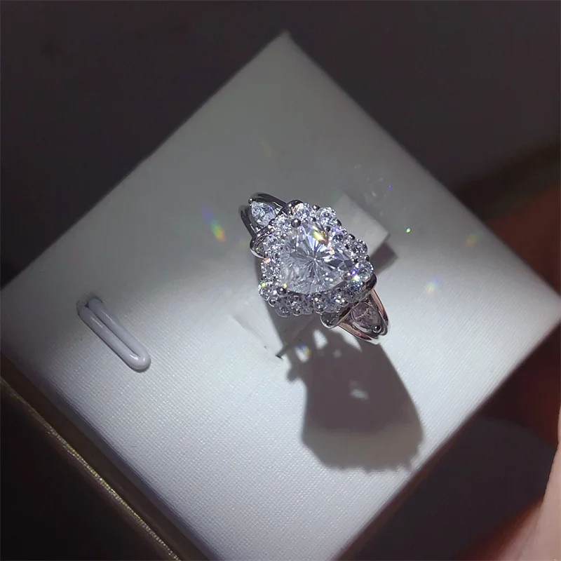 1 Carat D Color Heart Moissanite Diamond Women Rings Sparkling s925 Silver Moissanita Wedding Finger Ring Fine Jewelry GRA