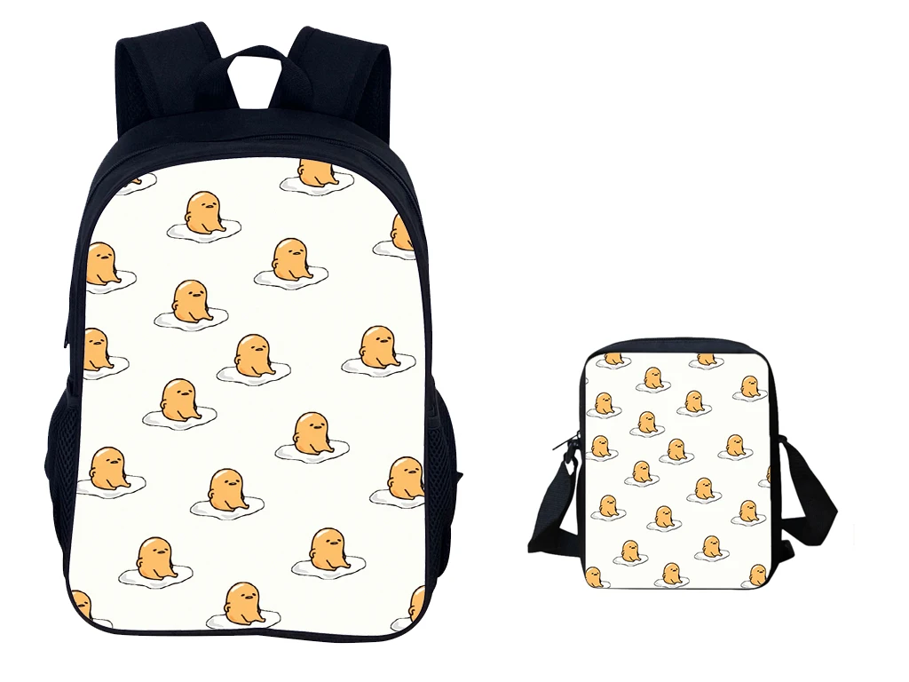 

Boys Girls Sanrio Gudetama School Backpack 2pcs Set-Lightweight Casual Daypack Shoulder Bag-Waterproof Graphic Bookbag for Kids
