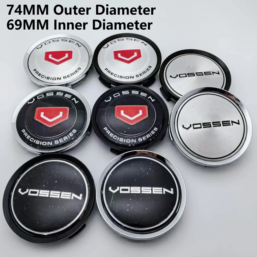 

4pcs 74MM Clips 69MM Vossen Logo Badge Car Wheel Center Caps Wheels Hub Cap Rim Hubcaps Dust Cover Replacement Car Accessories