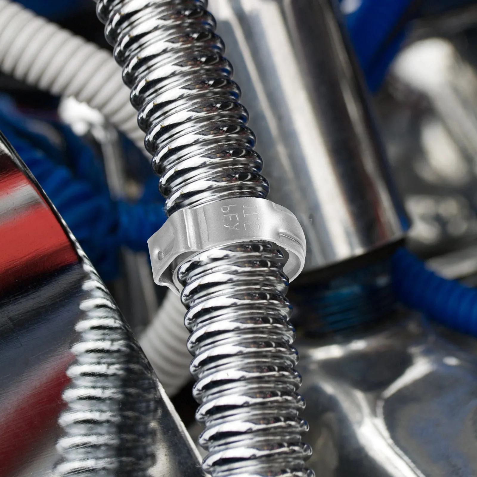 10Pcs Single Ear Hose Clamp Stainless Steel Drive Clip Adjustable Heavy Duty Pipe Clips for Water Secure Repair Silver