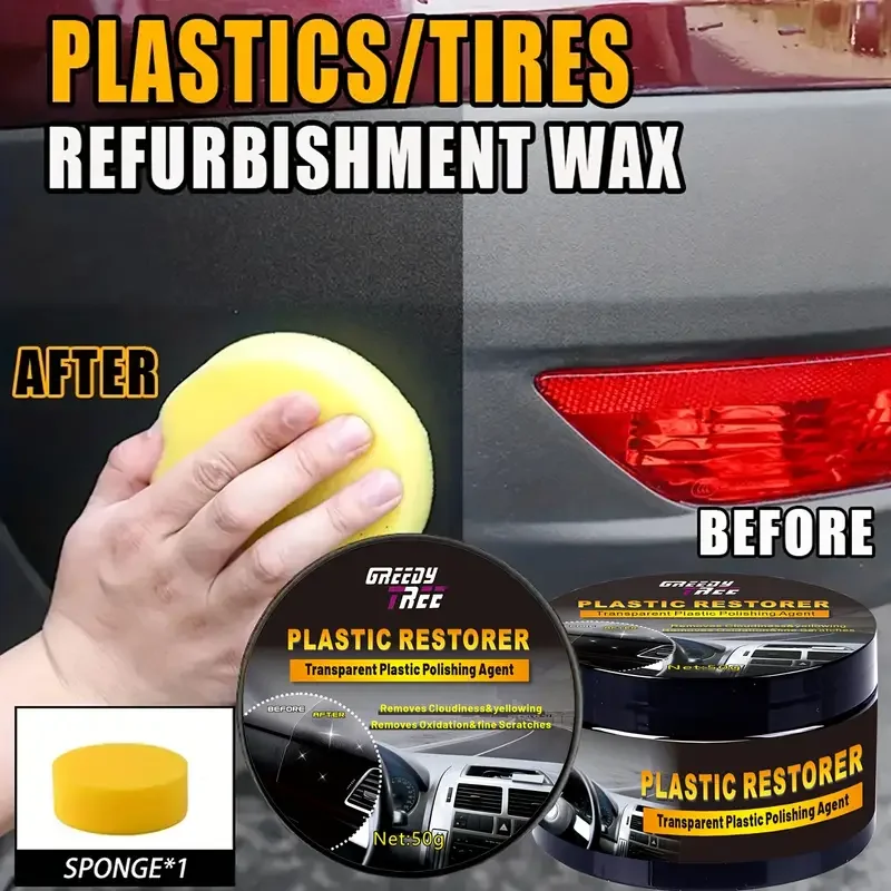 GREEDY TREE Automotive Plastic Restorer repairs car trim bumpers and panels Renewal wax for interior and exterior plastic parts