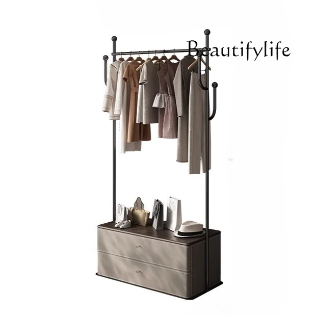 

Italian light luxury bedroom floor-to-ceiling coat rack storage cabinet integrated modern simple solid wood locker designer