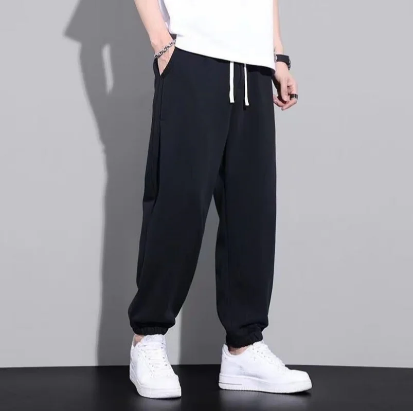 الرجال Sweatpants حجم M-6XL ملابس رياضية مرونة الخصر عادية السراويل الفضفاضة أسود رمادي القطن ركض الذكور فضفاض بنطلون