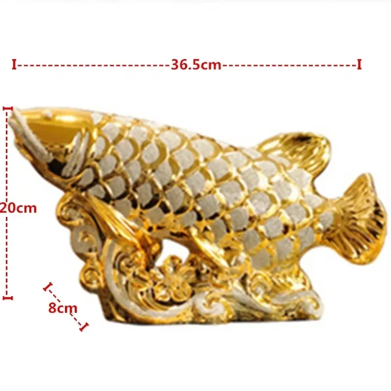 

European Wedding Decor Crafts Ceramic Creative Room Decoration Handicraft Gold Arowana Porcelain Figurines Feng Shui Decorations