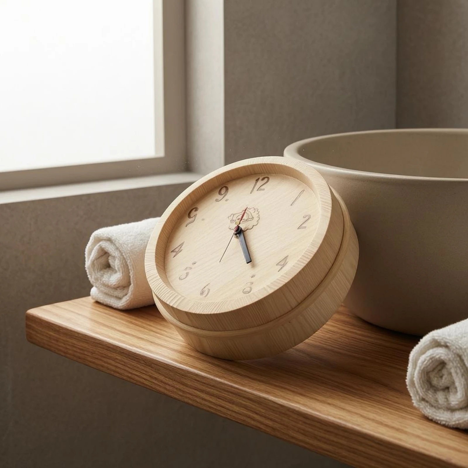 Sauna Wall Clock Heat Resistant Wooden Sauna Clock Timepiece Red Second Hand House Accessory Easy to Read for Steam Room