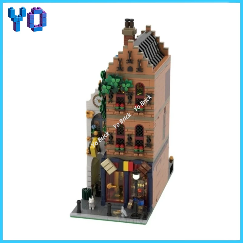 Retro European Sweet Shop MOC Blocks Belgian Chocolate Shop Desktop Street View Display Ornament 2066PCS