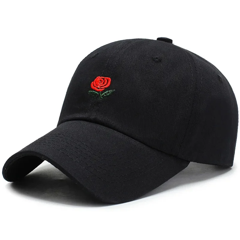 Unisex Rose Embroidery Baseball Cap for Men Women Flower Cap Rapper Street Hip Pop Hats Cap Outdoor Sports Men Female Hat