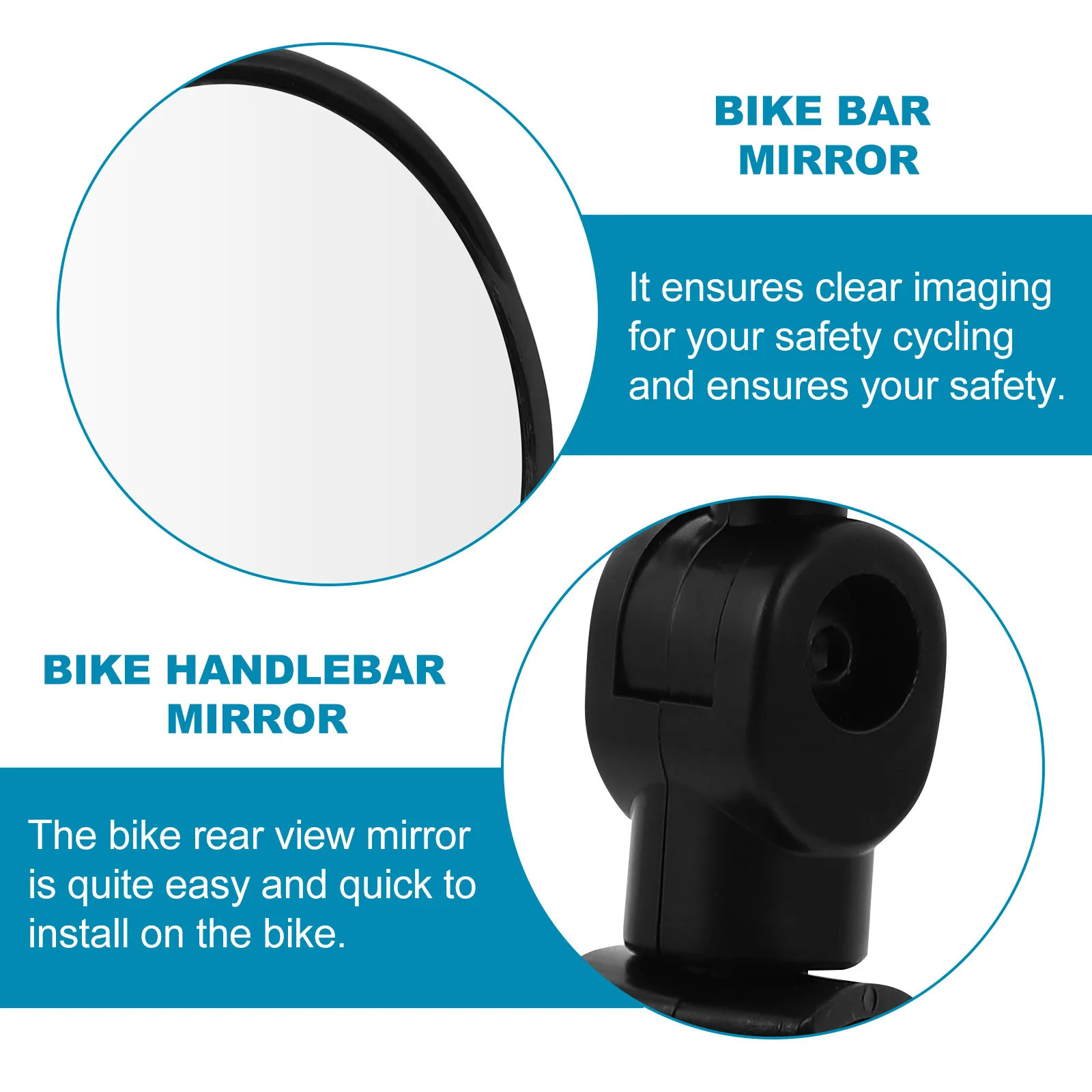 

2Pcs Bike Bar Mirror Quick Install Universal Fit Handlebar Safety Cycling Gift for Friends Bike Mirror Rearview