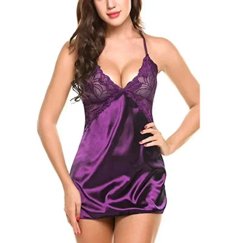 Baju tidur renda wanita, Lingerie seksi, baju Malam Wanita, baju tidur tali silang Spaghetti, baju tidur rumah punggung terbuka