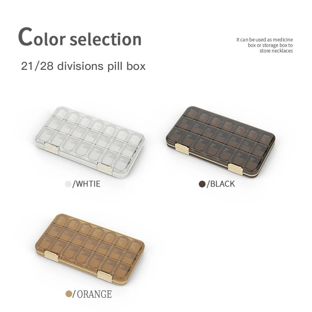 Portable 21/28 Grids Weekly Pill Box Medicine Dispenser Tablet Organizer Storage Boxes 7 Days Compartment Pills Case Container