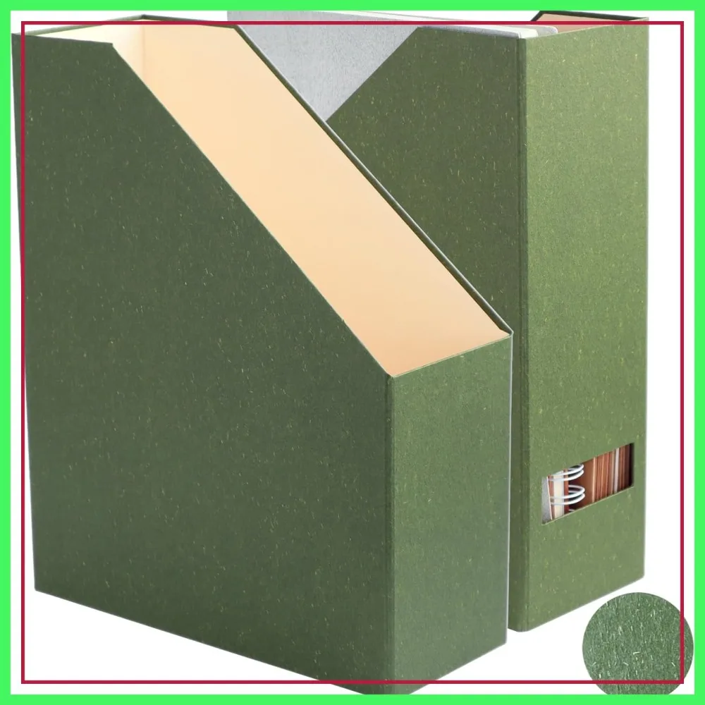 

Leaf Green 2-Pack Magazine Holder - Desk File Organizer, Paperboard Book Storage for Home Office Classroom