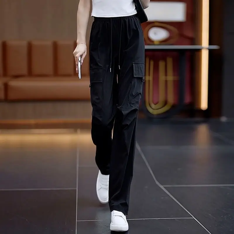 American Overalls for Women in Summer 2025 New High Waist Loose Breathable Quick-drying Rose Red Sports Wide-leg Pants