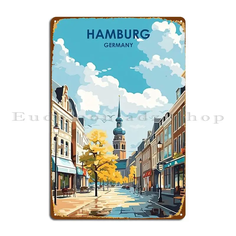 

Hamburg Germany Metal Signs Wall Mural Living Room Kitchen Garage Printed Tin Sign Poster