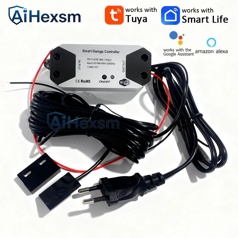 EU Plug WiFi Remote Switch Garage Door Controller Tuya APP Smart Door Opener Work with Alexa Google Home Smart Life APP Control