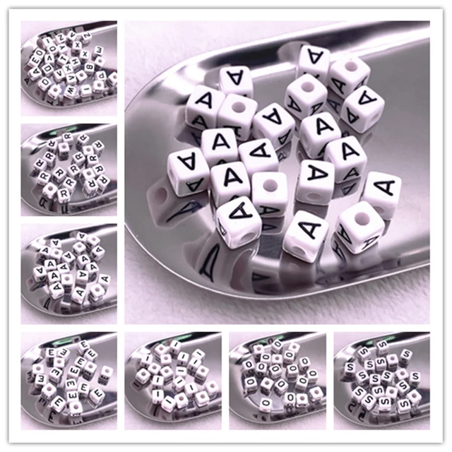 Letters Bracelets White Cubes Acrylic Bracelets Accessories 20pcs 10 10mm A z Aliexpress