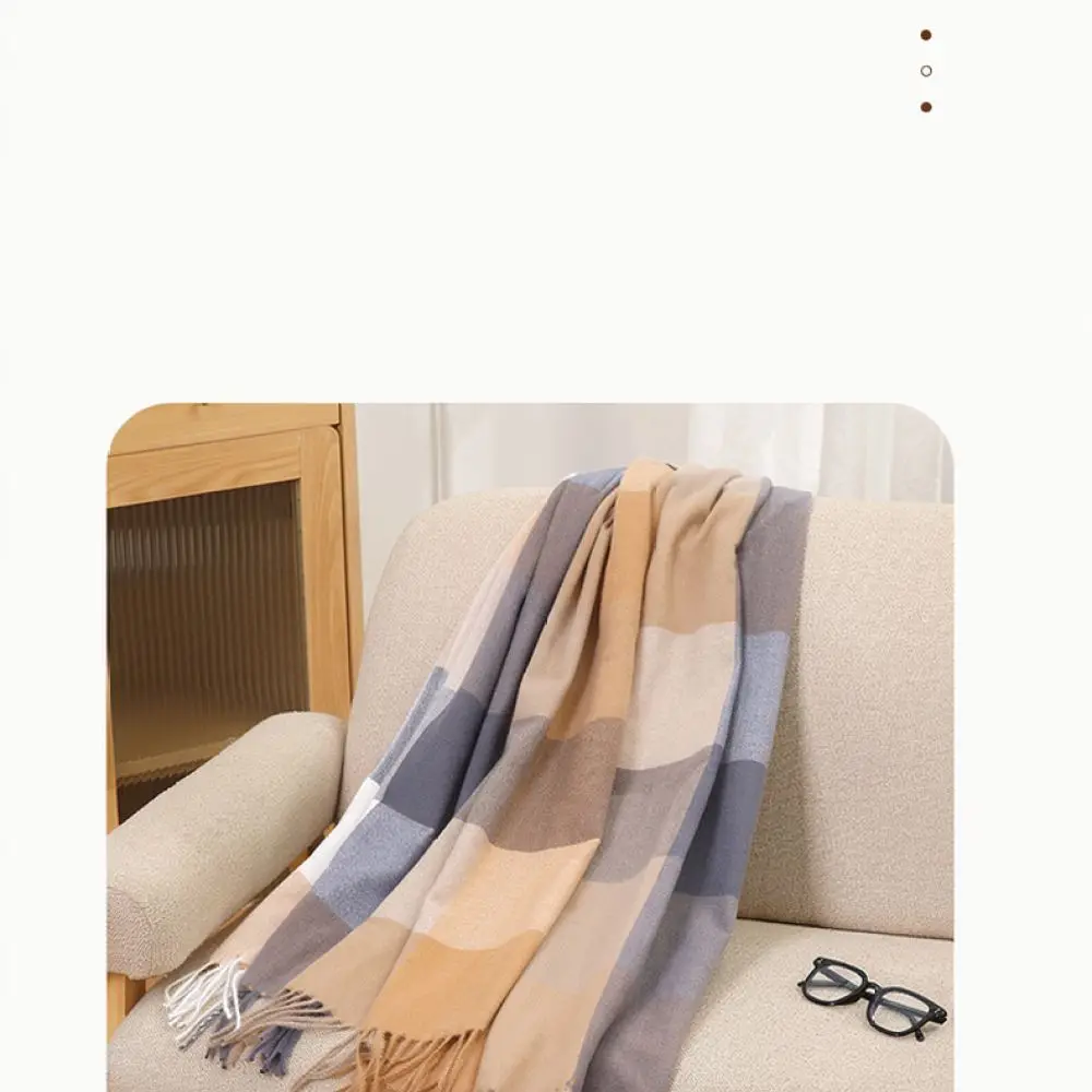 Winter Warm Plaid Scarf Oversized Shawl Soft Blanket Wrap Fashion Korean Style Thick Cozy Neck Scarf Unisex Daily Casual