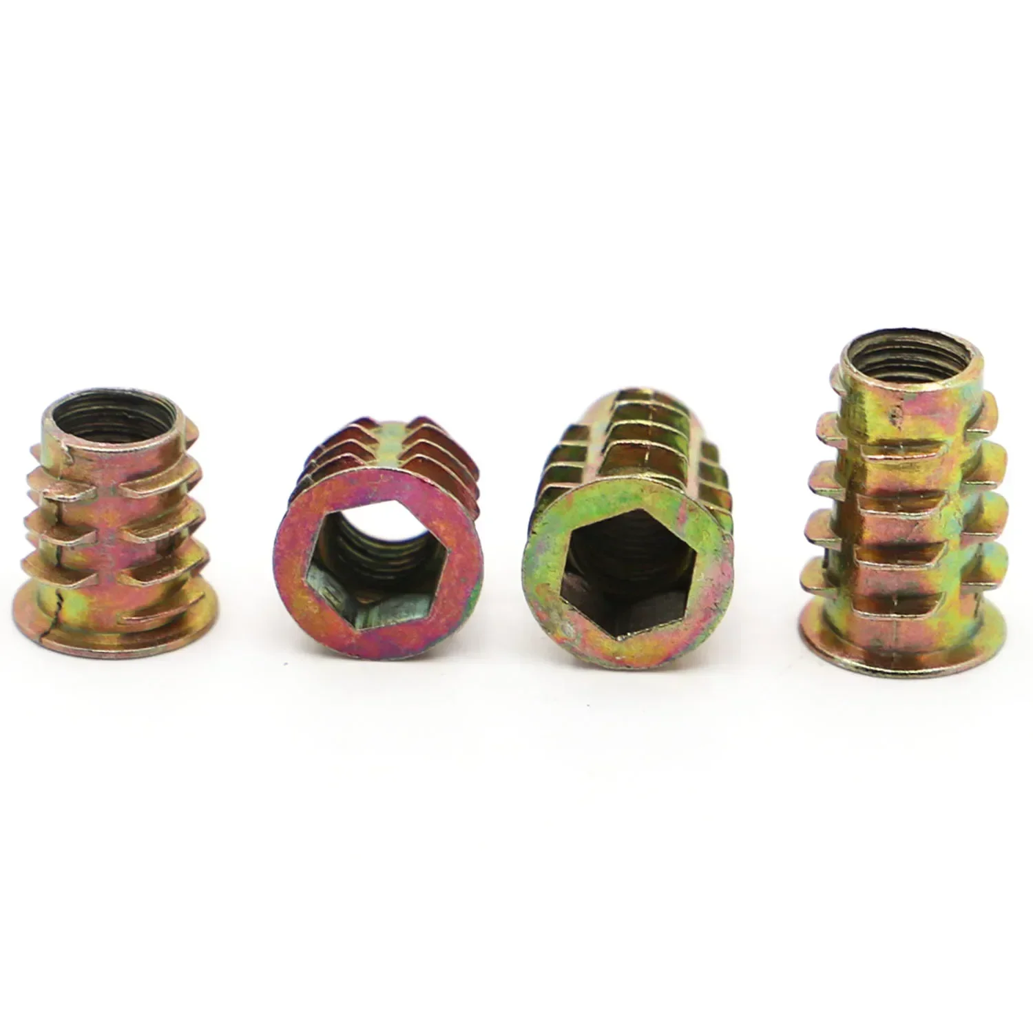 

10Pcs M4-12 10mm 13mm 15mm 18mm 20mm 25mm Zinc Alloy Thread For Wood Insert Nut Flanged Hex Drive Head Furniture Nuts