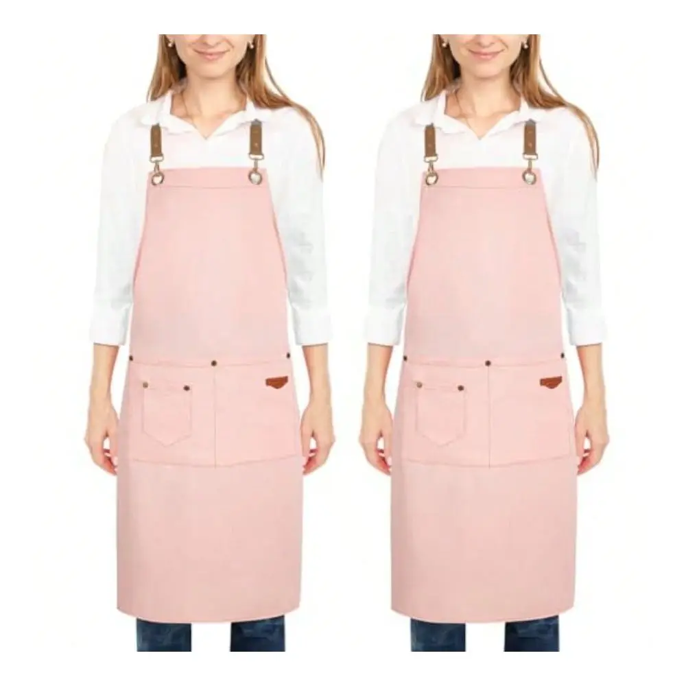Pack Kitchen Cooking Aprons, Adjustable Bib Soft Chef Apron With 2 Pockets For Men Women