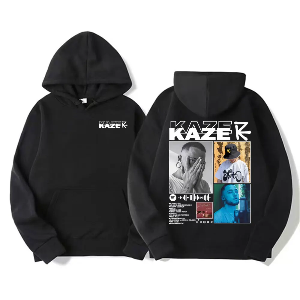 غطاء ألبوم مغني الراب Kazer Tour 2025 ملابس رياضية، ملابس رجالية، هوديي عصري عتيق مريح كاجوال من القطن ملابس الشارع