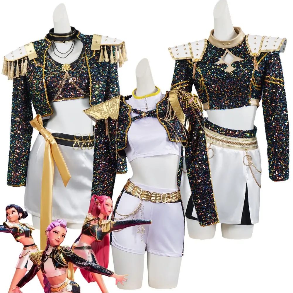 

Kids Girls Rumi Mira Zoey Kpop Demon Hunters Cosplay Costume For Children Clothing Roleplay Outfits Halloween Carnival Suit