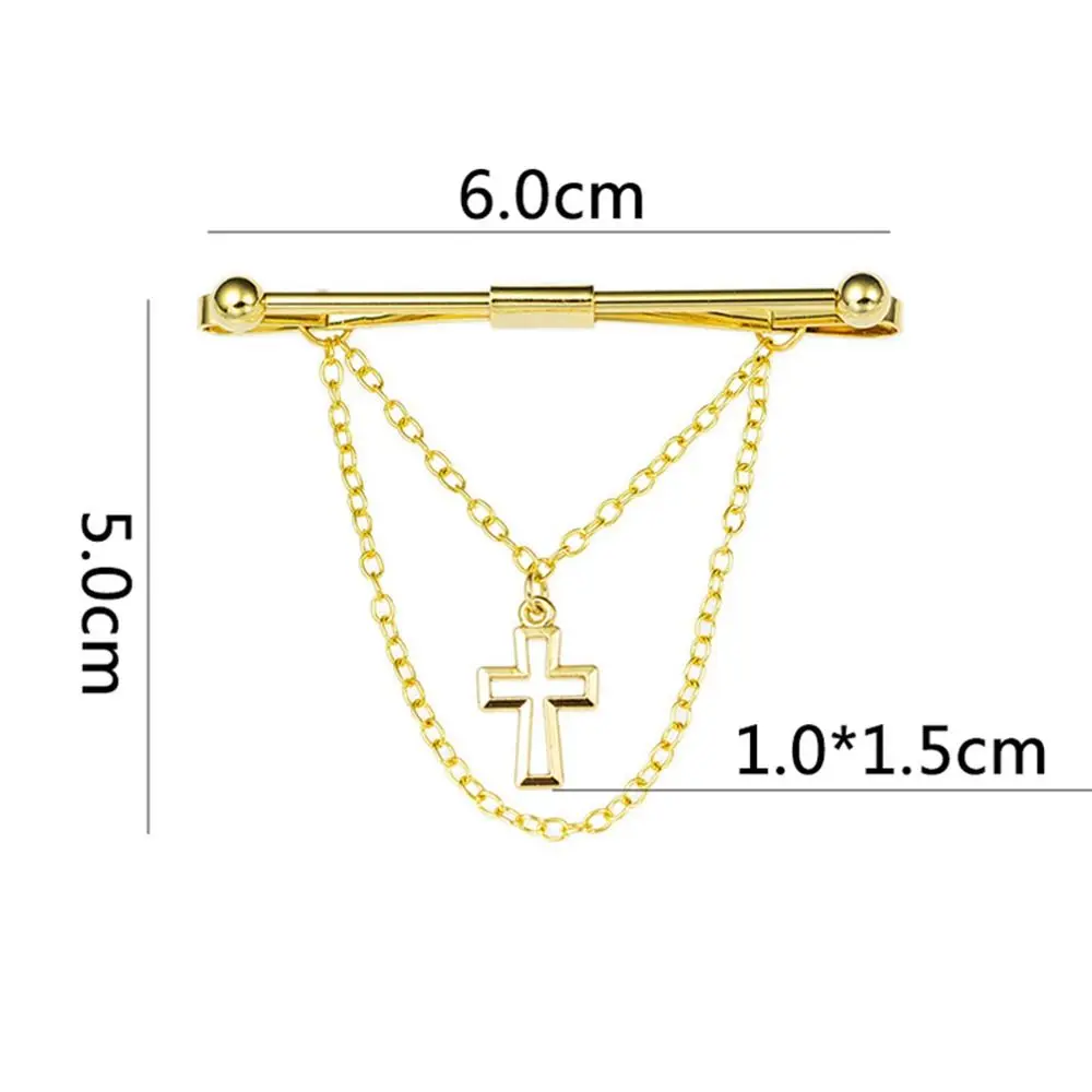 Prevent Exposure Cross Pendent Tassel High-grade Multi-color Neckwear Accessories Tie Clip Women Collar Bar Men Collar Clip