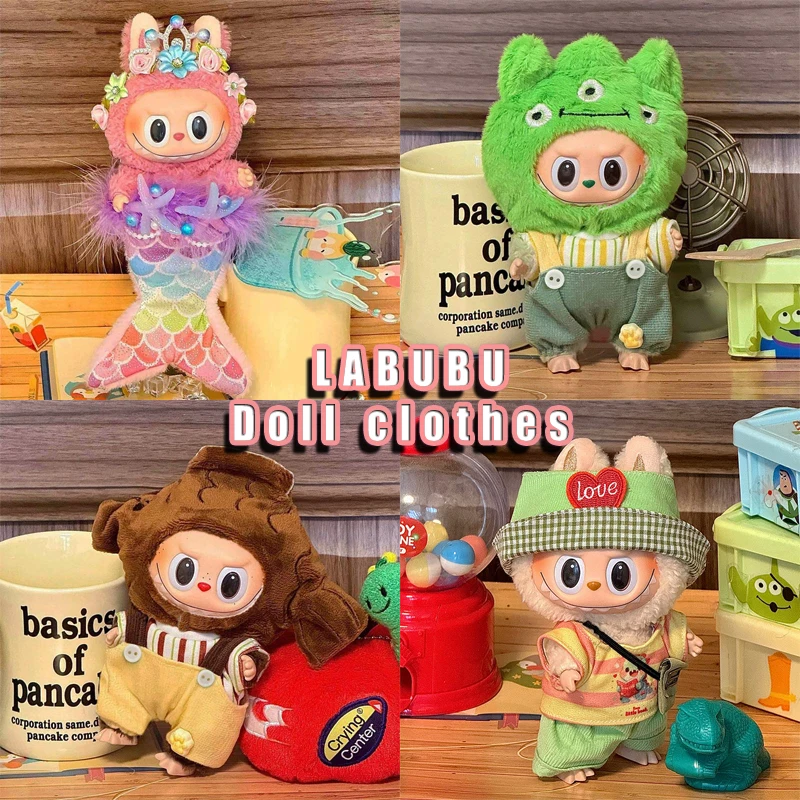 

Cartoon Cute Doll Clothes For Labubu Dress Up Party Diy Doll Clothes Mermaid Set Cool Three Eyed Monster Fashionable Dressing