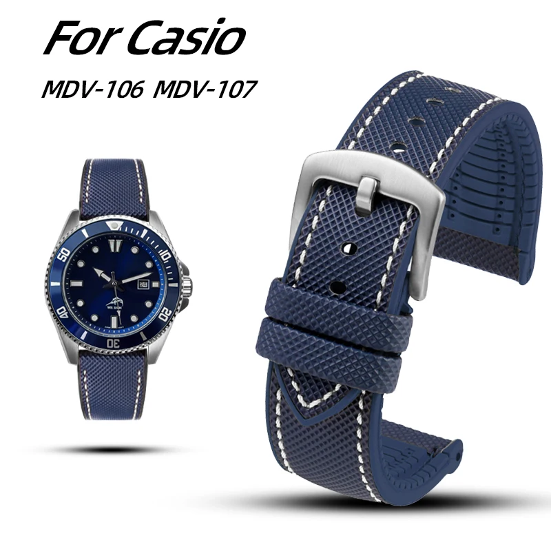 عالية الجودة المطاط حزام ساعة اليد ل كاسيو دورو 2784 MDV106-1A MDV-107 الرجال سوار مقاوم للماء أزرق أسود أخضر 20 مللي متر 21 مللي متر 22 مللي متر