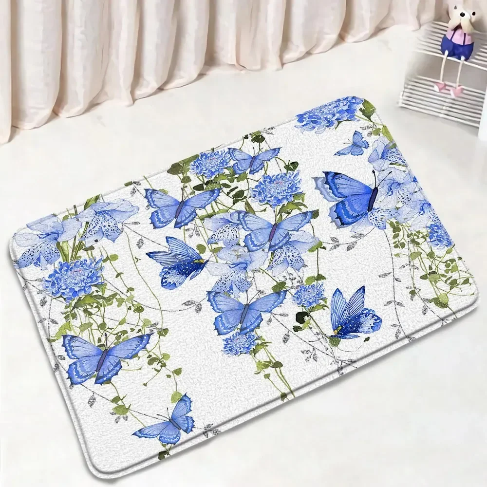 Butterfly Fresh Pattern Bathroom Non-silp Door Mat Suitable for Living Room Entrance Decorations and Accessories Pad Bedroom Rug