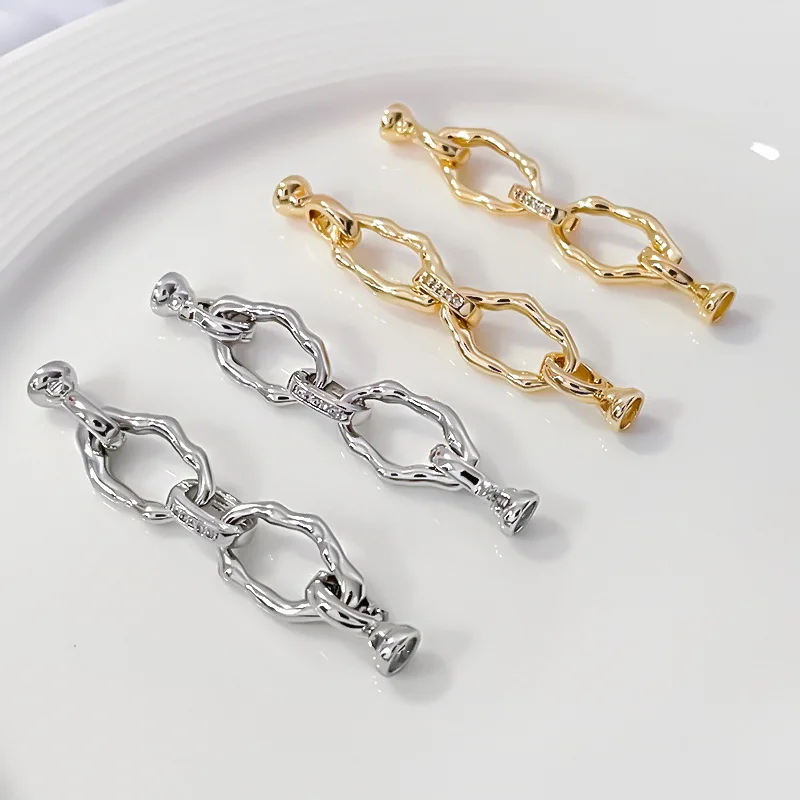 1 Piece Copper Irregular Double Ring Pearl Connection Buckle DIY Bracelet Necklace Accessorie Jewelry Making Materials Wholesale