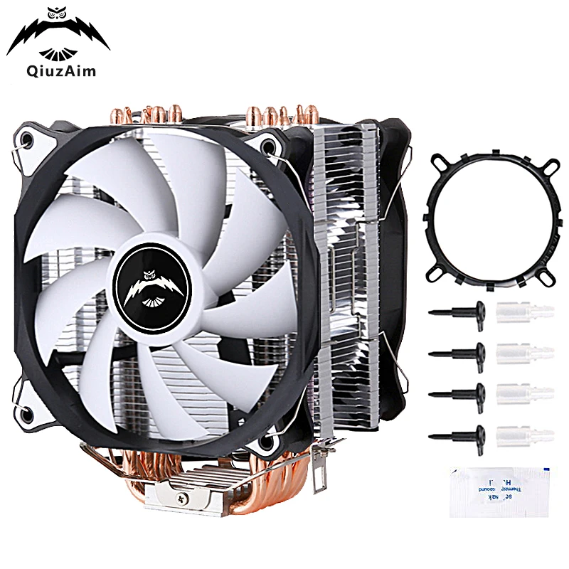 

QiuzAim PC Air-cooled Radiator 120mm Fan 6 Heat Pipe CPU Efficient Processor am4 am5 amd Installing LGA775 115x 1200 1700 1366