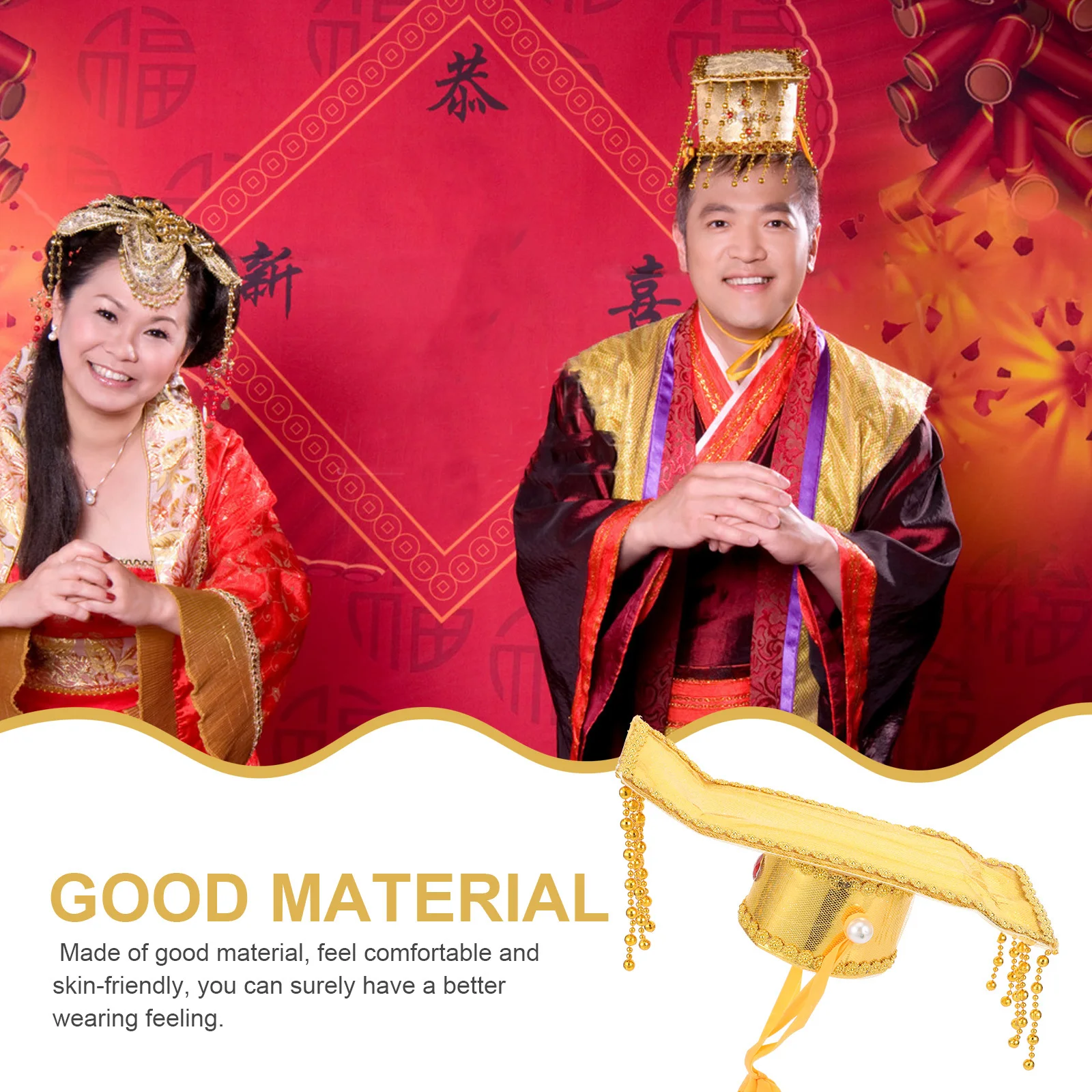 

Chinese Emperor Cosplay Hat Golden Ancient Imperial Headwear For Role Play Stage Performance Party Hat Prop Traditional