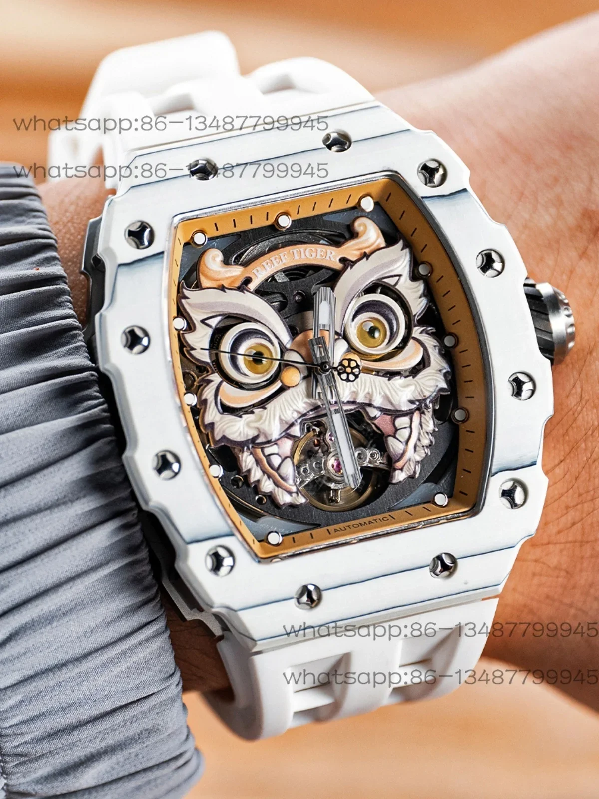 

Fashion trend genuine brand wine barrel waterproof watch Rifteg automatic mechanical watch men's watch