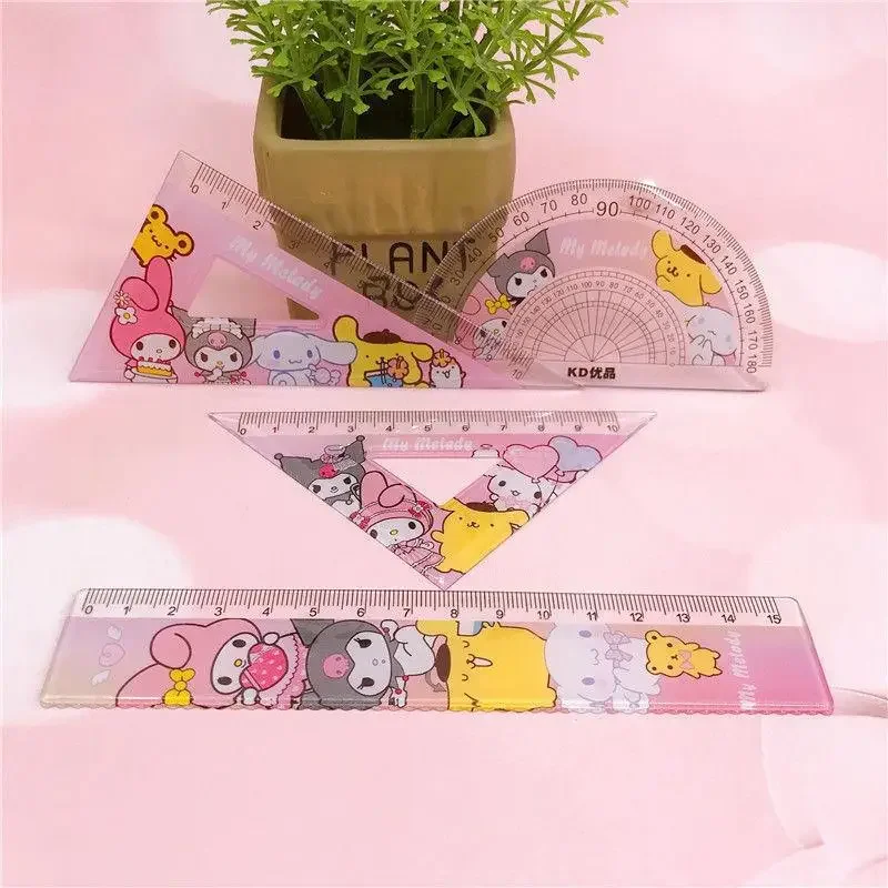 

Sanrio Kawaii Ruler Set Cartoon Anime 5cm Straight Ruler Full Set Triangle Plate Ruler Stationery Supplies A Gift for A Child