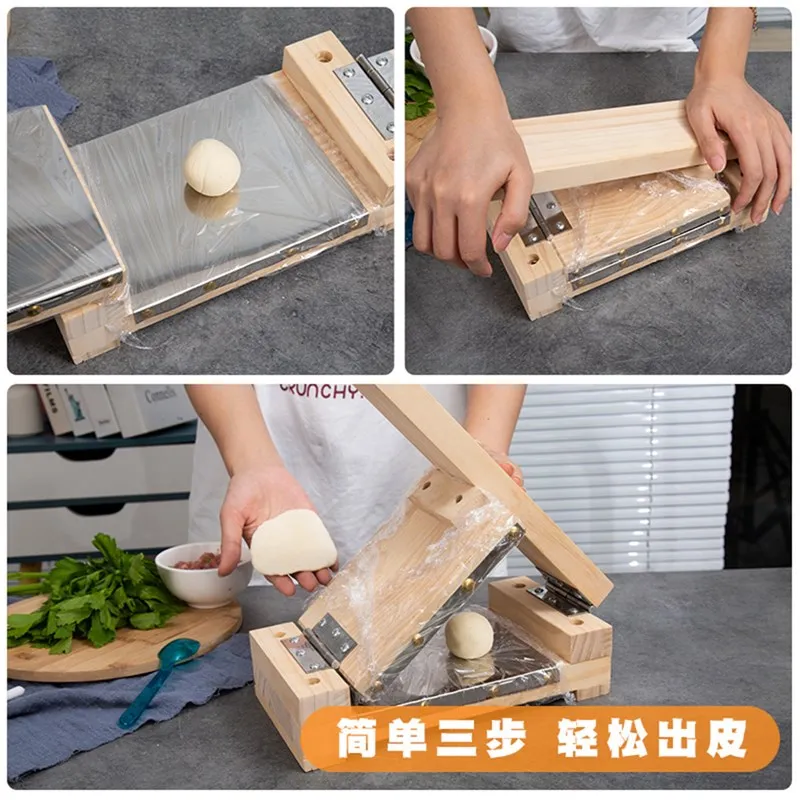 Household  Dumpling Wrapper Skin Pressing Gadgets Wooden Dough Noodle Presser Reusable Kitchen Cooking Gadget Baking Pastry Tool