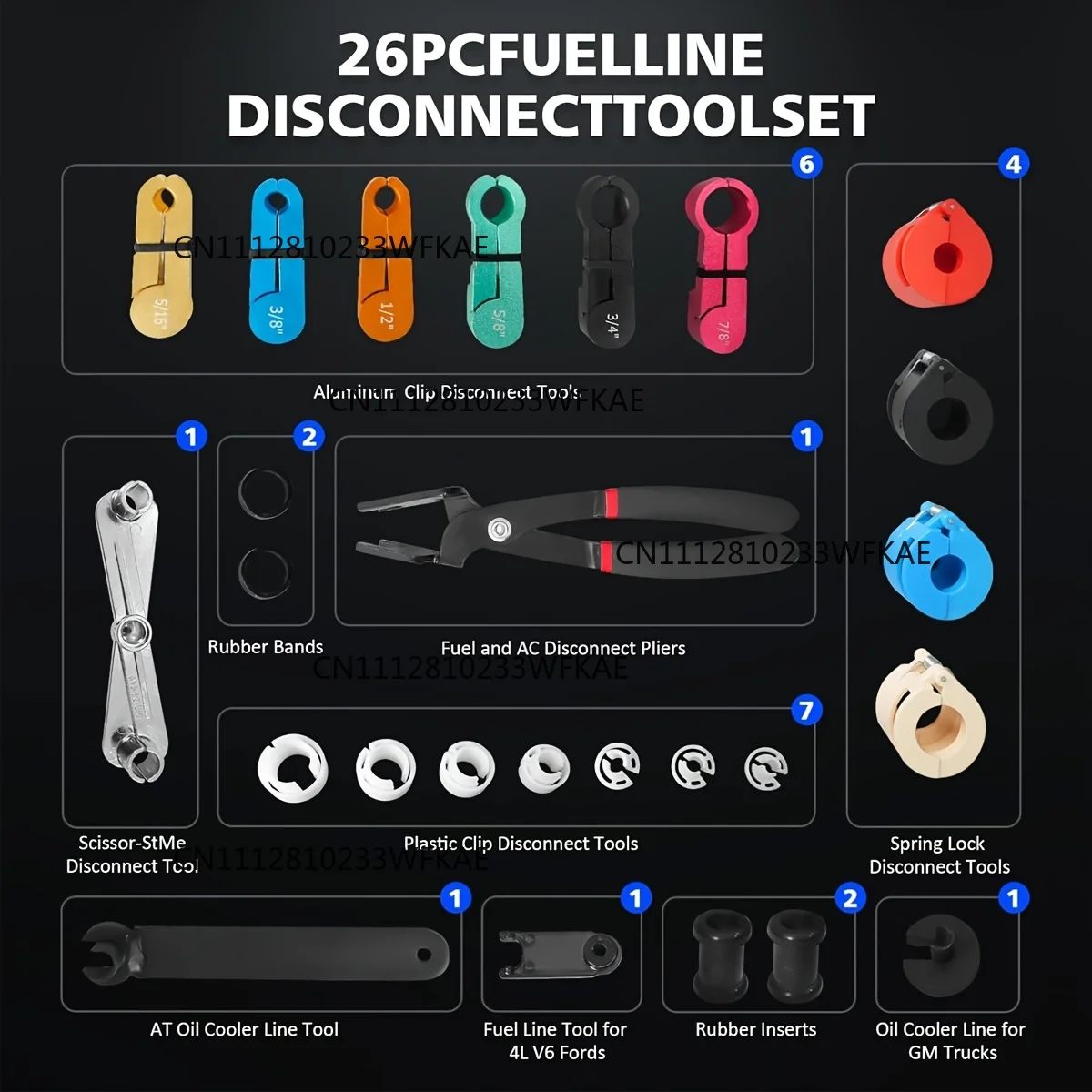 26pcs Fuel Line Disconnect Tool Set with Fuel and AC Disconnect Pliers - Master Quick Disconnect Tool for AC Fuel Line System