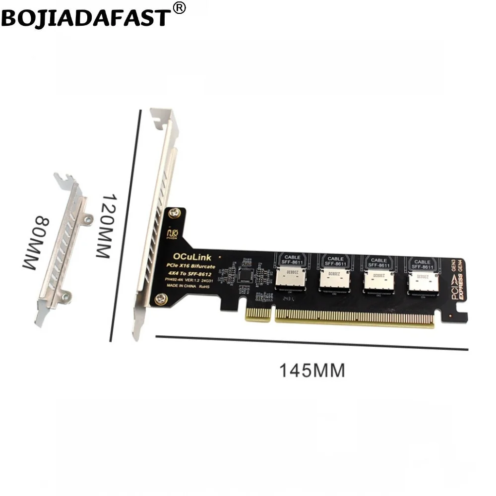 

PCI Express 3.0 PCIe X16 PCI-E 4.0 16X to 4 * Oculink SFF-8611 SFF-8612 Adapter Expansion Card Support SFF-8639 U.2 Nvme SSD