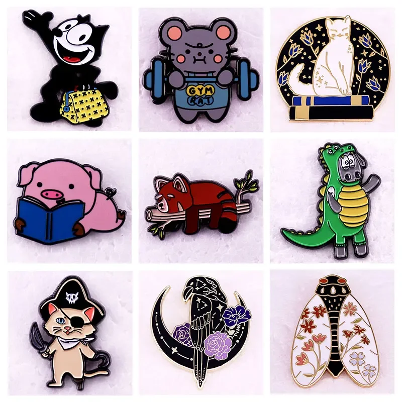 

Cute Cartoon Animal Metal Enamel Pins Originality Lapel Badge Collection Denim Jacket Backpack Badge Decoration Children Gifts