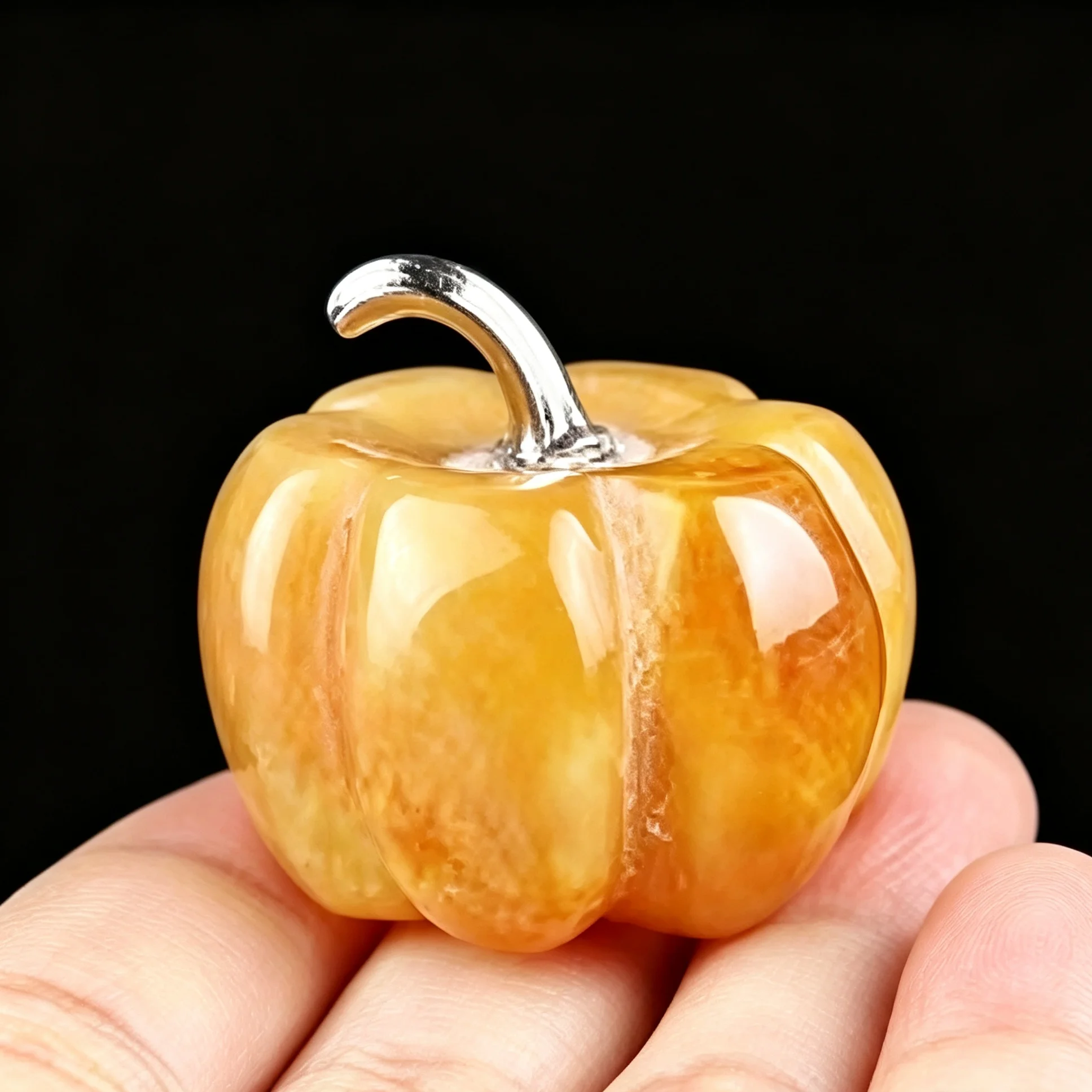 1pc Cute Natural Crystal Pumpkin Statue Decorative Items,Suitable for Home Decoration,Perfect Birthday And Halloween Gifts