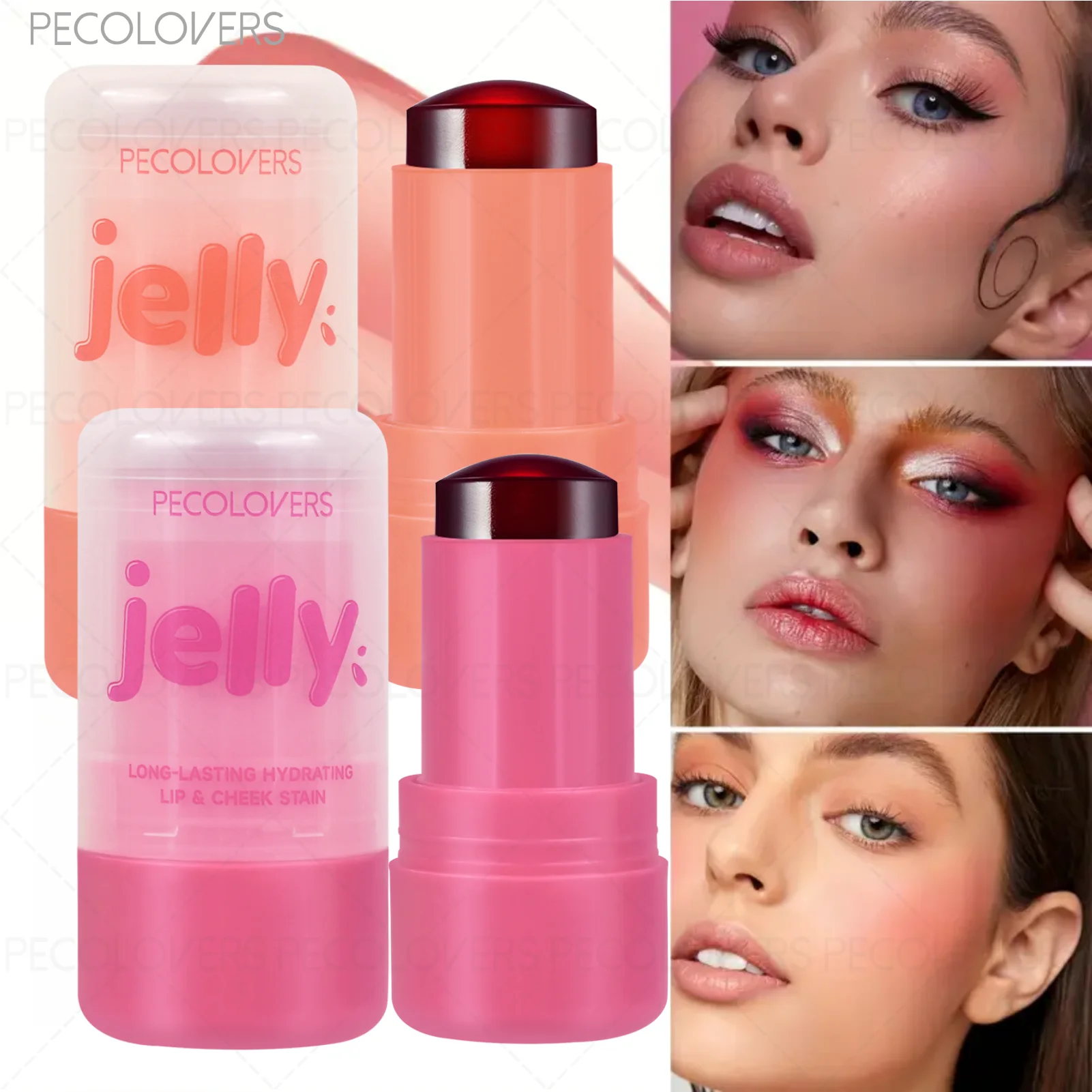 1 Pcs Pink Jelly Blusher Stick, Lightweight Brighten Concealer Blusher, Multiple-used for Eyes Cheek Lips, Perfect Gifts