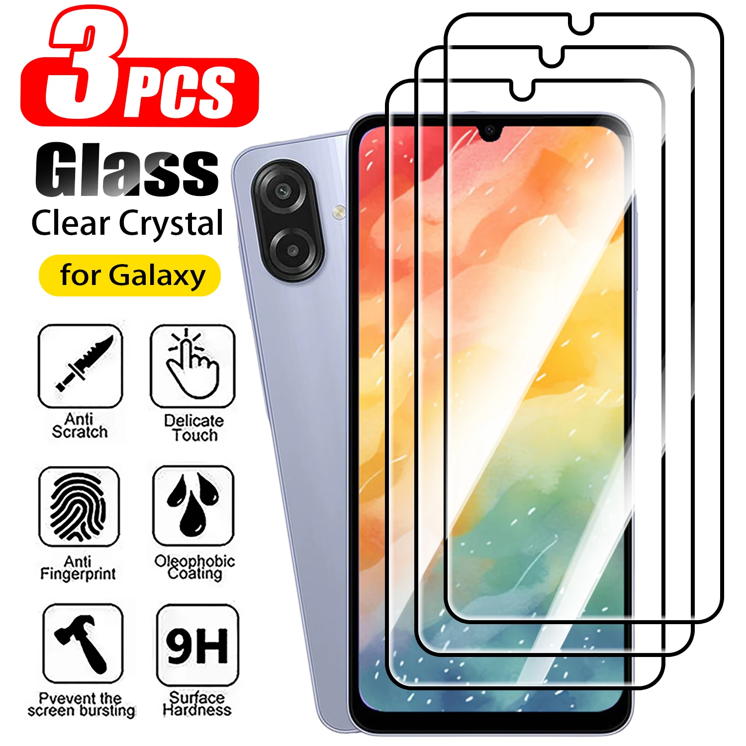 

3Pcs Tempered Glass For Samsung Galaxy A07 A17 Screen Protector on Samsung A17 4G 5G Glass