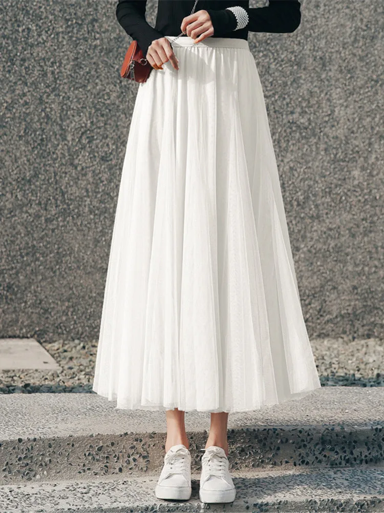 

Женская повседневная плиссированная юбка с высокой талией, длинная юбка, модная женская одежда, лето 2023, без бренда