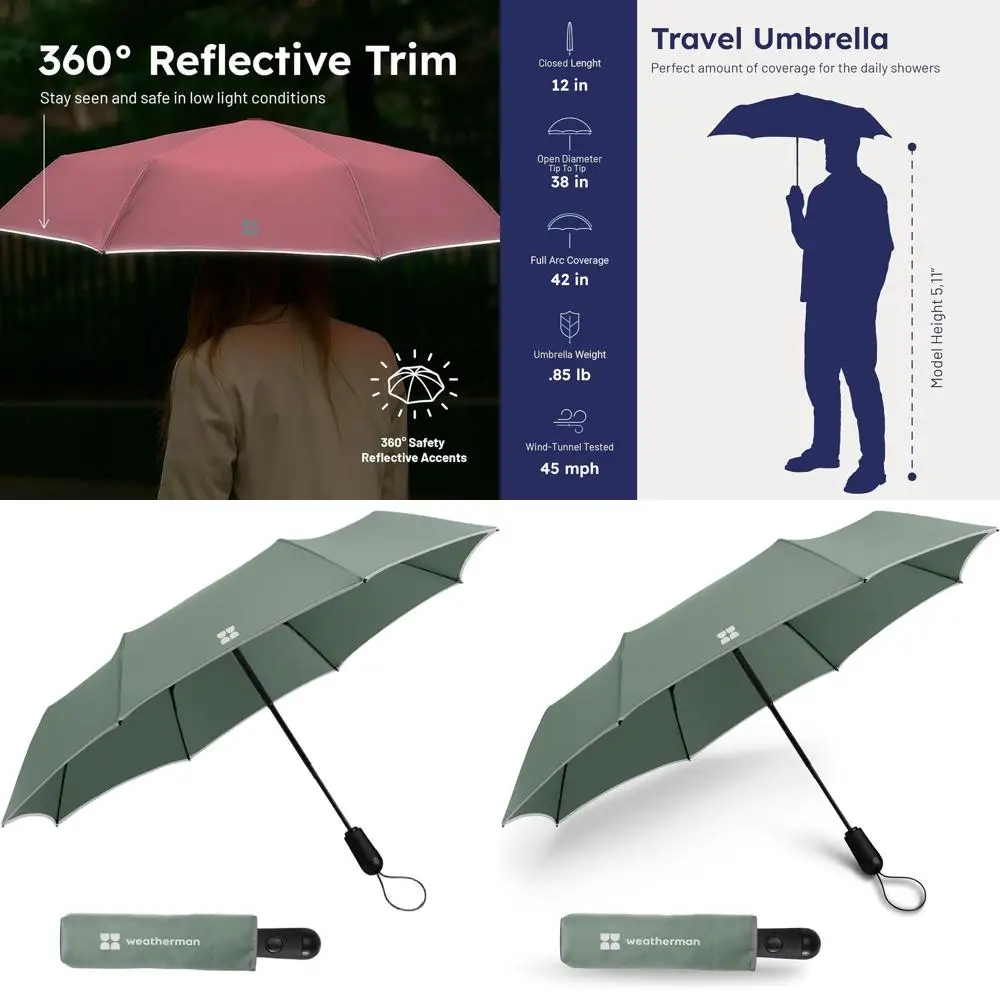 

Compact Travel Umbrella - Windproof & Portable, Auto Open/Close, Strong Frame, Ideal for Bags & Cars