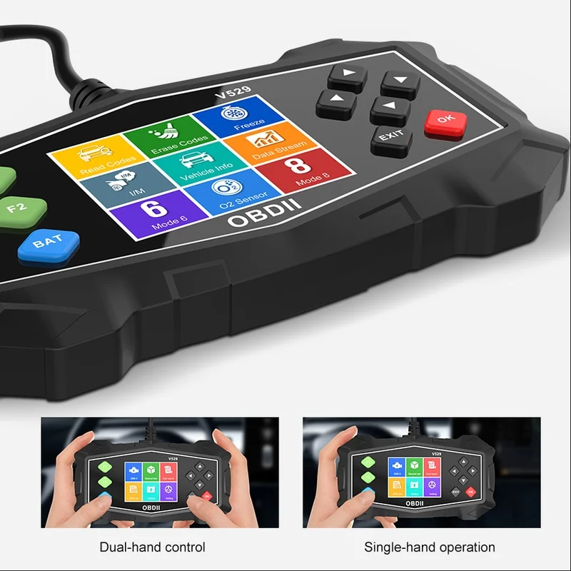 V529 OBD2 Car Diagnostic Scanner Auto Engine Fault Code Reader Battery Health Test Carbon Deposit Detector OBD II Car Scanner To