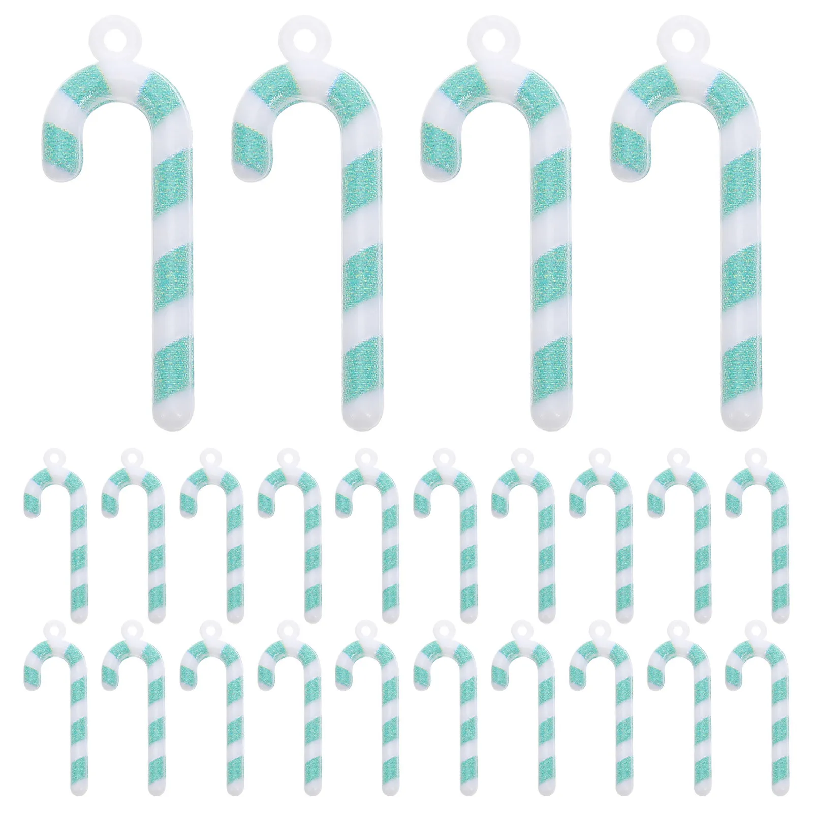

50Pcs Craft Embellishments Mini Candy Cane Resin Ornaments Green Color for Xmas Hanging Charms DIY Holiday Decorations