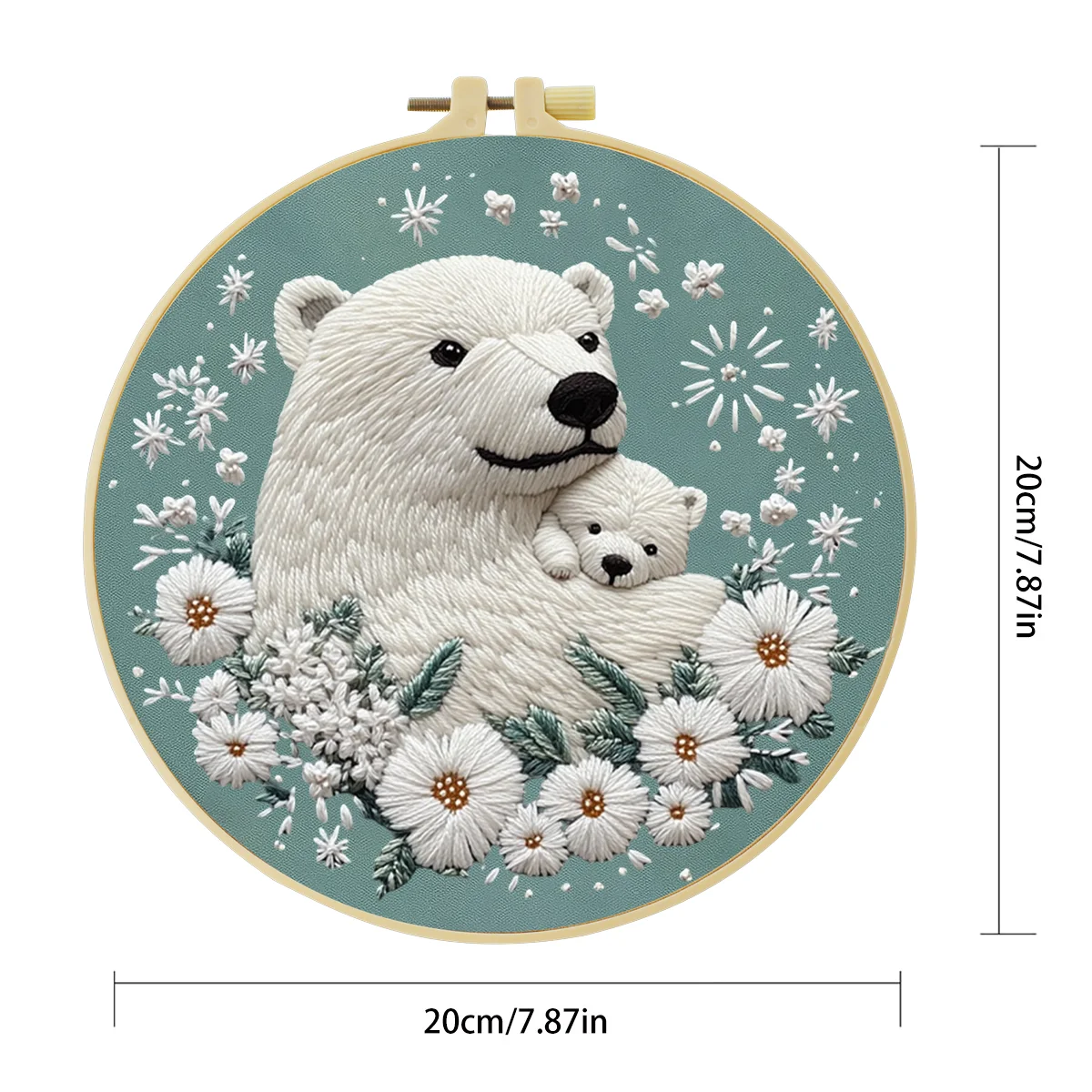 1 Stück 20X20CM/15X15CM 7,87/6,3 Zoll Bären-Stickerei-Starter-Kit DIY-Kit DIY-Stickerei-Set Handarbeits-Set für Anfänger – Detail 5