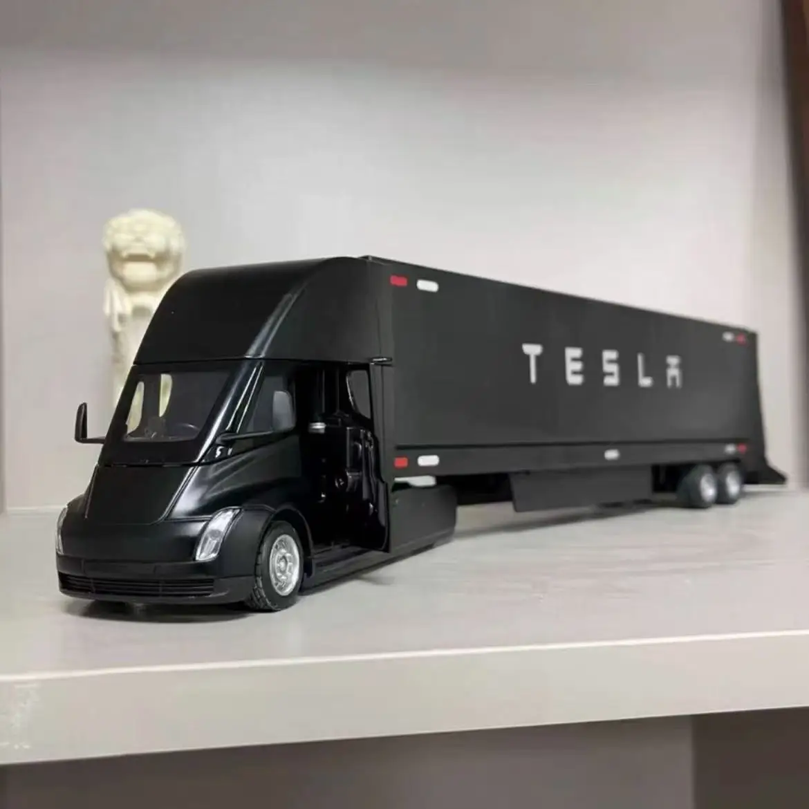 

High Texture Toy 1:32 Semi Extended Double Deck Container Transport Truck Eagle Style Doors With Light Sound Pull Back Ornament