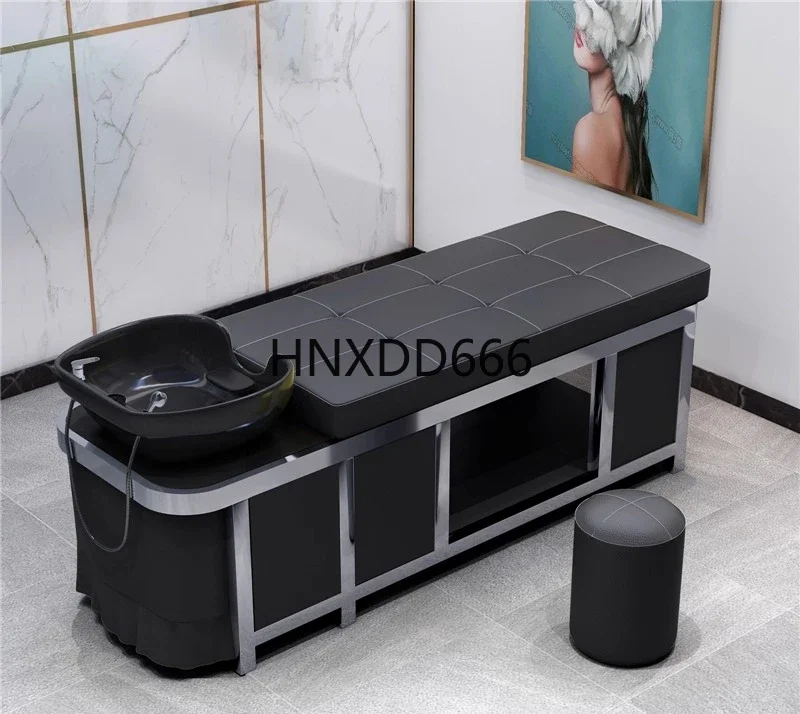 High-end ceramic basin steel frame Thai hair treatment shampoo bed with water heater integrated