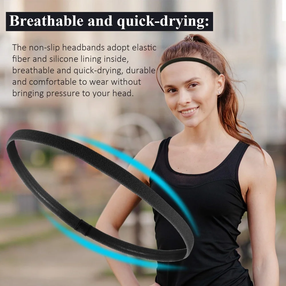 4 ชิ้นยืดกีฬาโยคะผมสีทึบเทนนิสบาง Headbands ฟิตเนสโยคะ Headwear สําหรับผู้หญิงอุปกรณ์เสริมผม