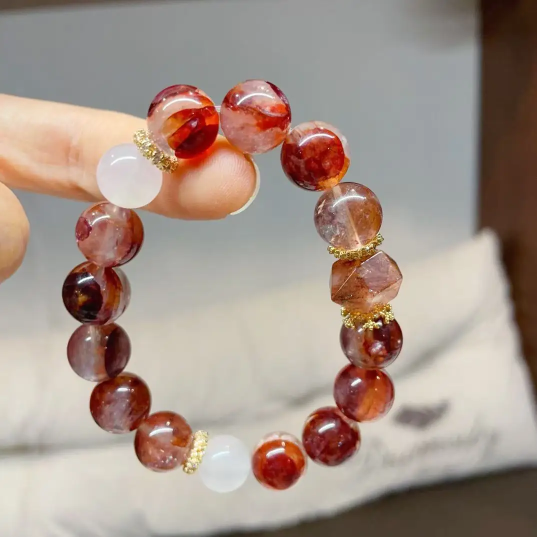 

Natural Red Glue Flower Crystal Bracelet, Women's Light Luxury Fashion Bracelet